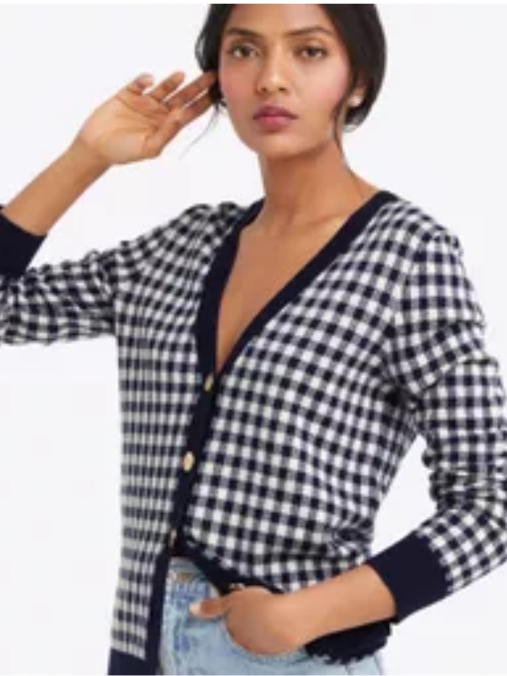 Draper James Wool/ Cashmere Blend Gingham Cardigan Size M